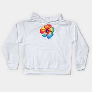 Rainbow Hibiscus Flower Kids Hoodie